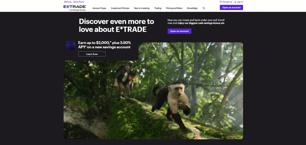 Broker for options trading: E*TRADE visual