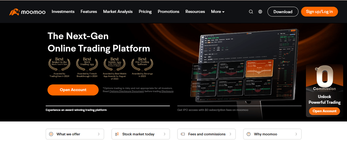 Broker for Options Trading: Moomoo visual