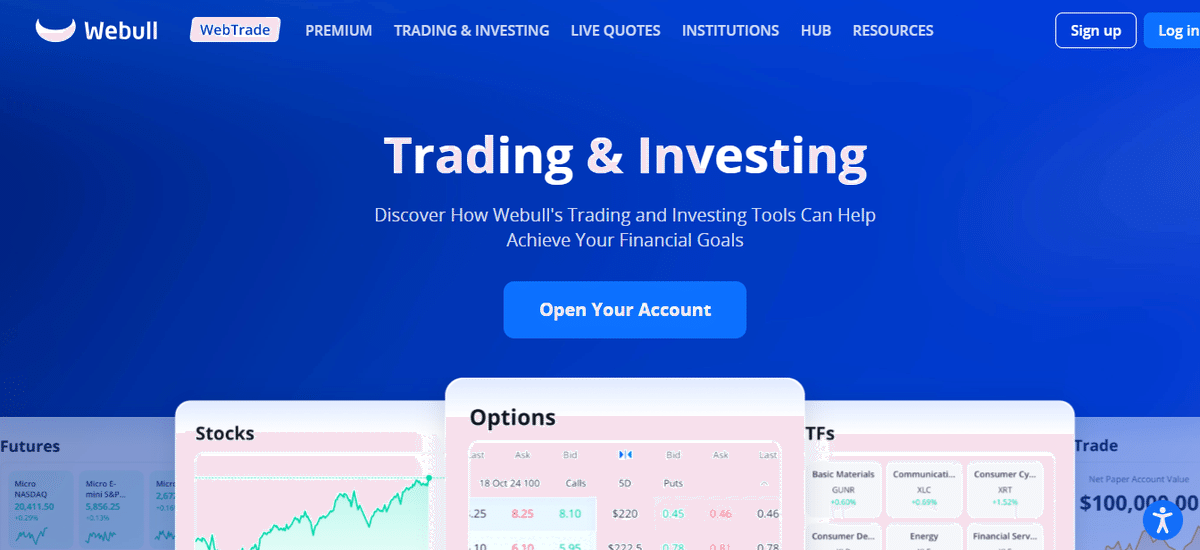 Broker for Options Trading: Webull visual