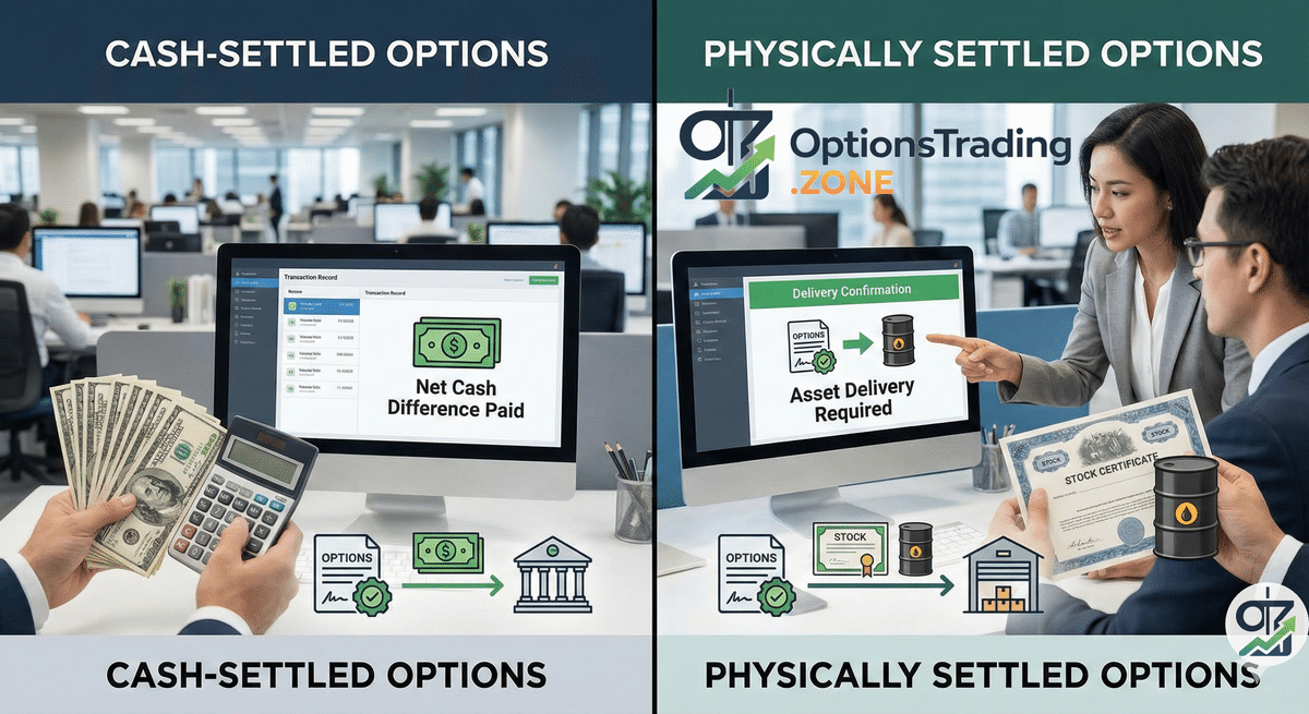 Cash-Settled vs. Physically Settled Options Explained visual
