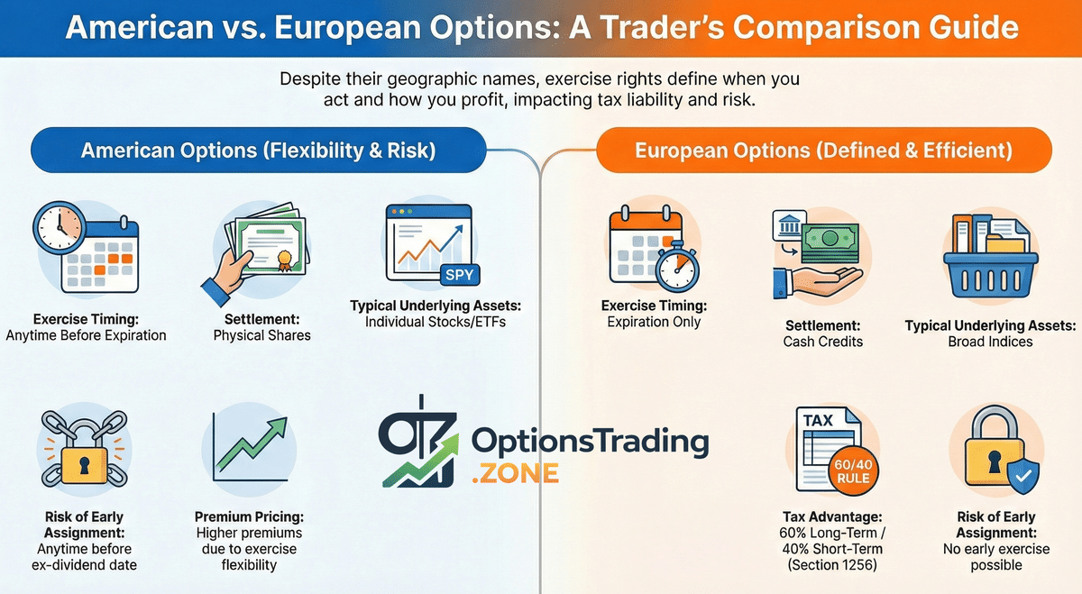 American vs European Options: Key Differences Every Trader Should Know infographic