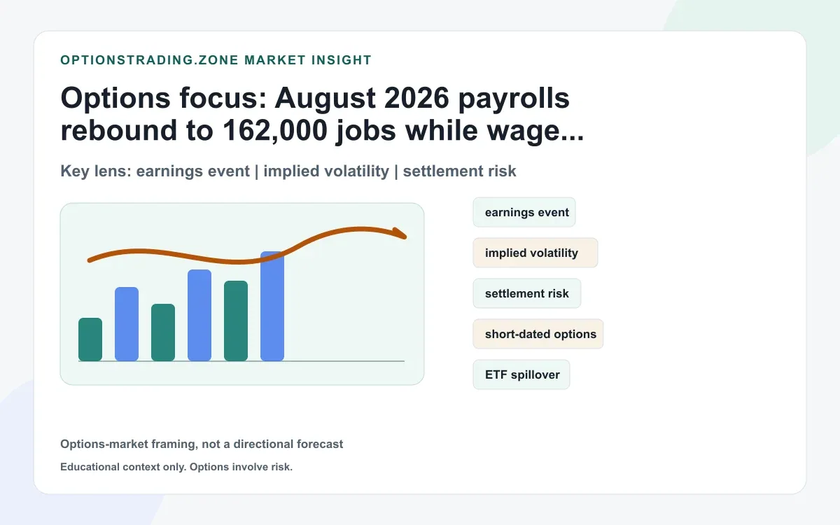August 2026 payrolls rebound: 162,000 jobs, 4.1% unemployment, and a macro test for SPX and rates options supporting media