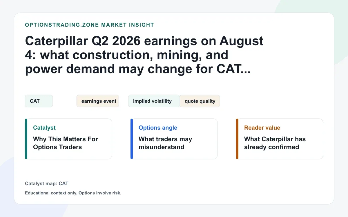 Caterpillar Q2 2026 earnings on August 4: what construction, mining, and power may change for CAT options visual
