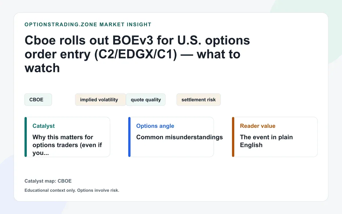 Cboe rolls out BOEv3 for U.S. options order entry (C2/EDGX/C1) — what to watch visual
