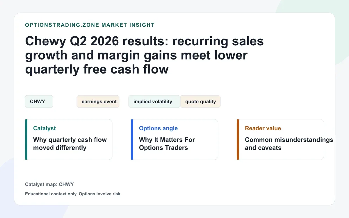 Chewy Q2 results: stronger margins meet lower cash flow for CHWY options visual
