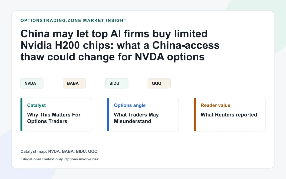 China may let top AI firms buy Nvidia H200 chips: what it could change for NVDA options visual