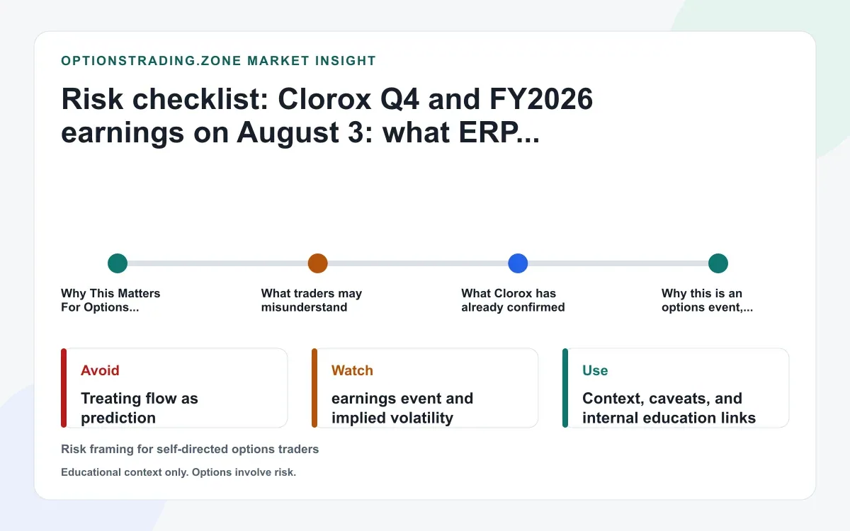 Clorox Q4 and FY2026 earnings on August 3: what ERP unwind and margins may change for CLX options supporting media