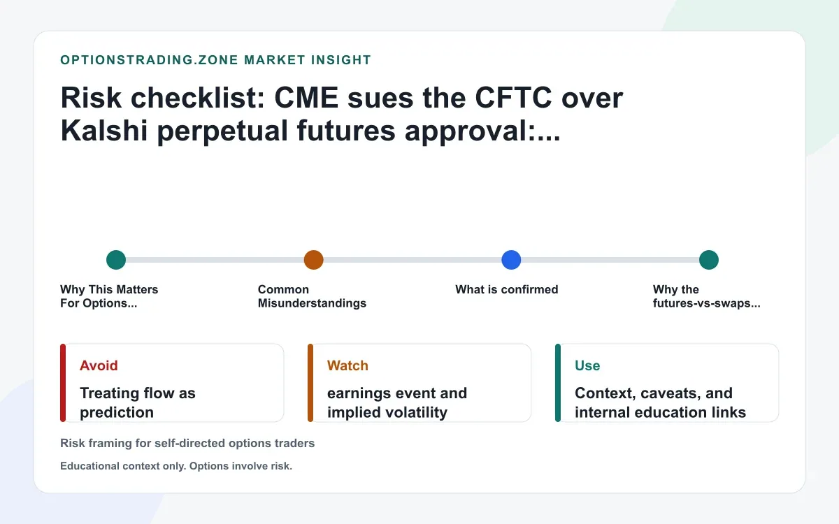 CME sues the CFTC over Kalshi perps: why the futures-vs-swaps fight matters for options traders supporting media
