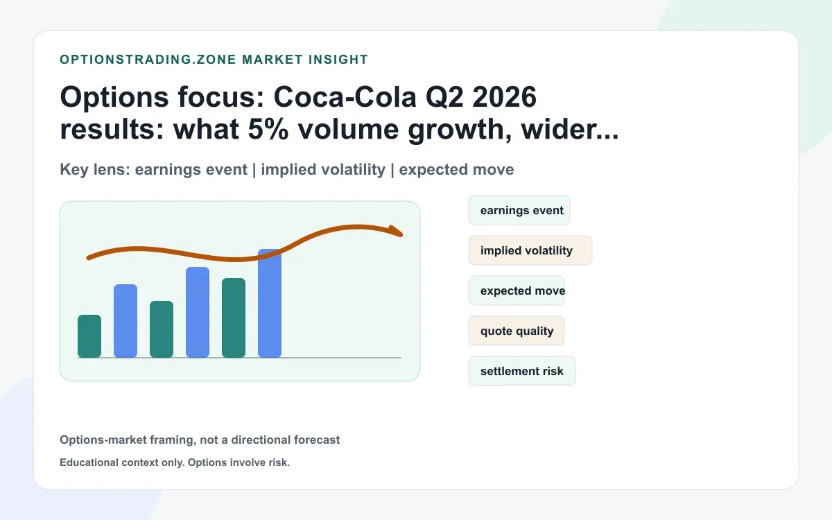 Coca-Cola Q2 2026 results: what 5% volume growth, wider margins, and a higher full-year outlook change for KO options supporting media