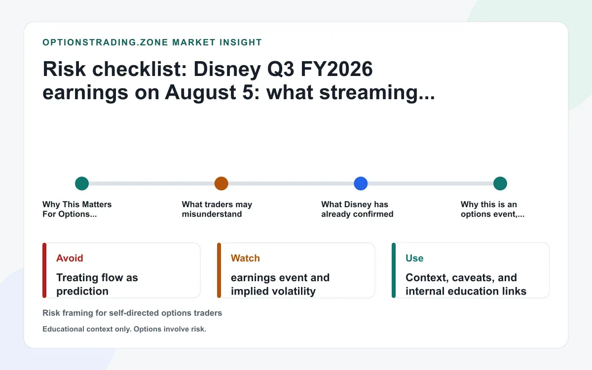 Disney Q3 FY2026 earnings on August 5: what streaming, ESPN, and parks may change for DIS options supporting media