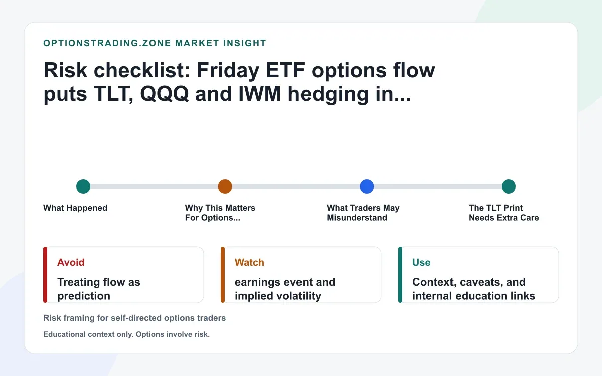 Friday ETF options flow puts TLT, QQQ and IWM hedging in focus before the new week supporting media