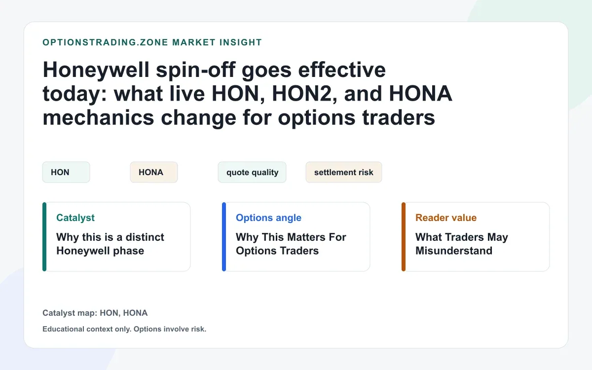 Honeywell spin-off takes effect: what HON2, HON1, and HONA mean for options traders visual