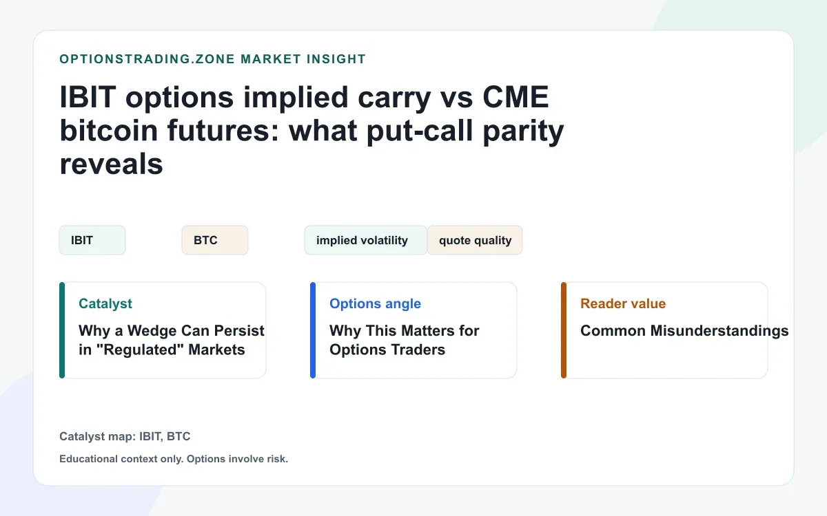 IBIT options implied carry vs CME bitcoin futures: what put-call parity reveals visual