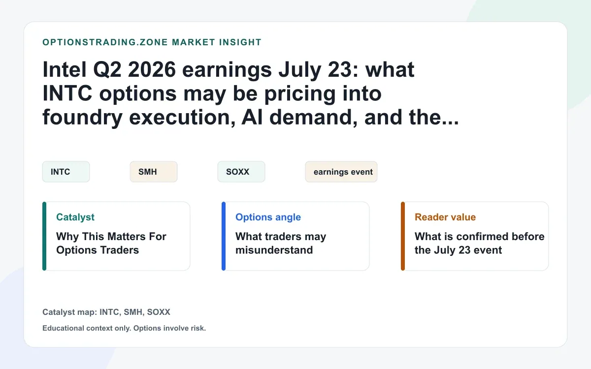 Intel Q2 earnings July 23: what INTC options may be pricing into after Q1's guide range visual