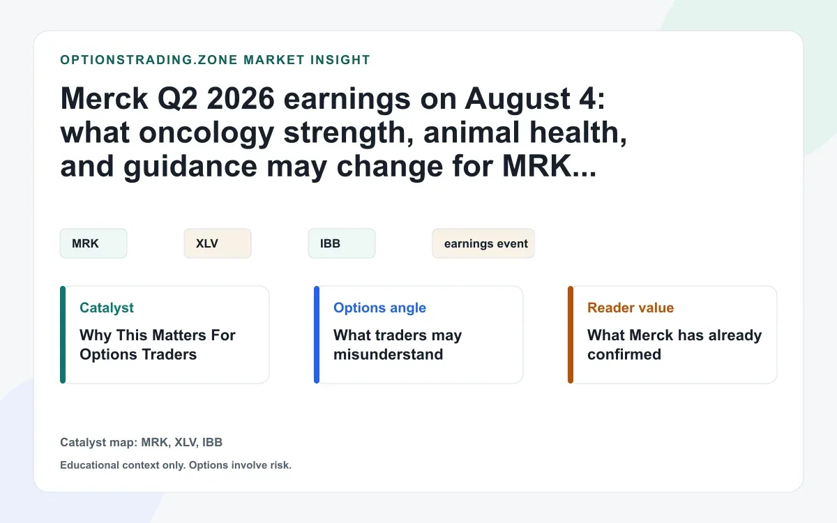 Merck Q2 2026 earnings on August 4: what oncology strength, animal health, and guidance may change for MRK options visual