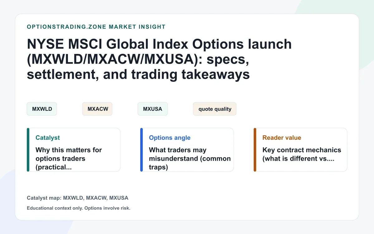 NYSE lists MSCI global index options (MXWLD/MXACW/MXUSA): contract specs and what options traders should know visual