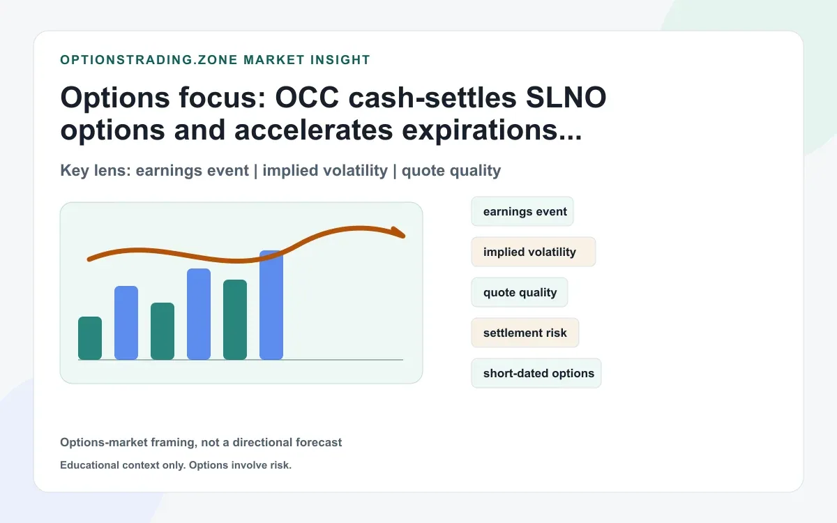 OCC cash-settles SLNO options and accelerates expirations to June 18, 2026 after $53 cash merger supporting media