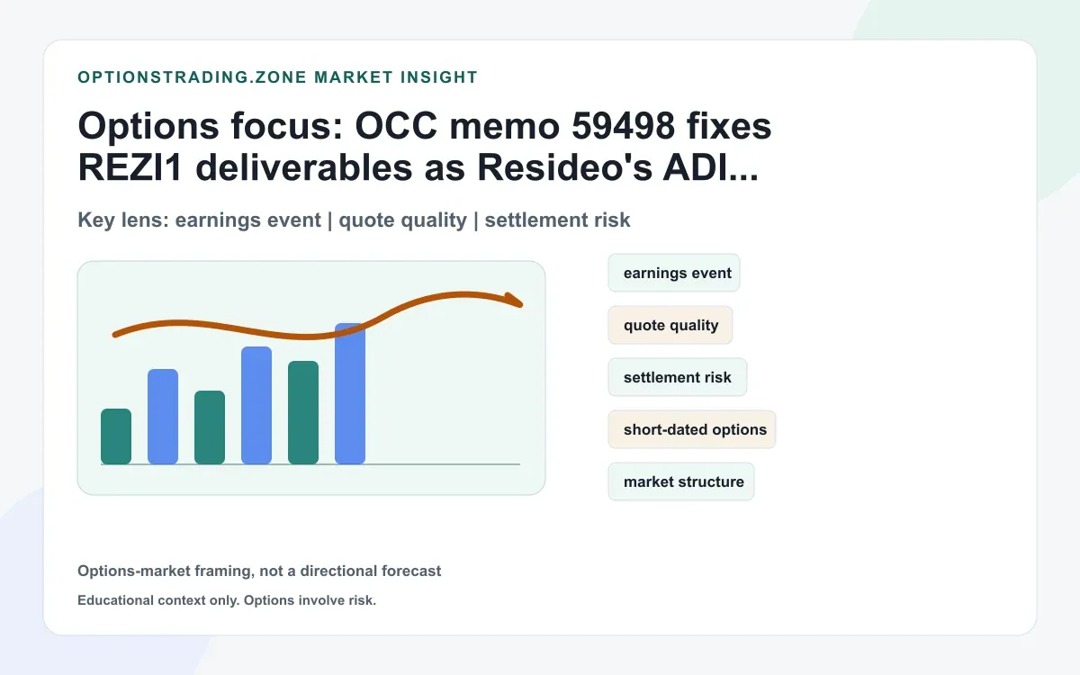 OCC memo 59498 sets REZI1 deliverables: what Resideo's live ADI spin-off terms mean for options traders supporting media
