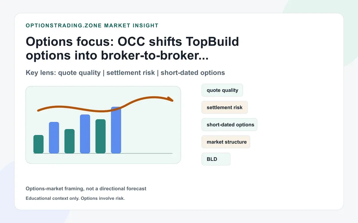 OCC shifts TopBuild options into broker-to-broker settlement before the QXO merger close supporting media