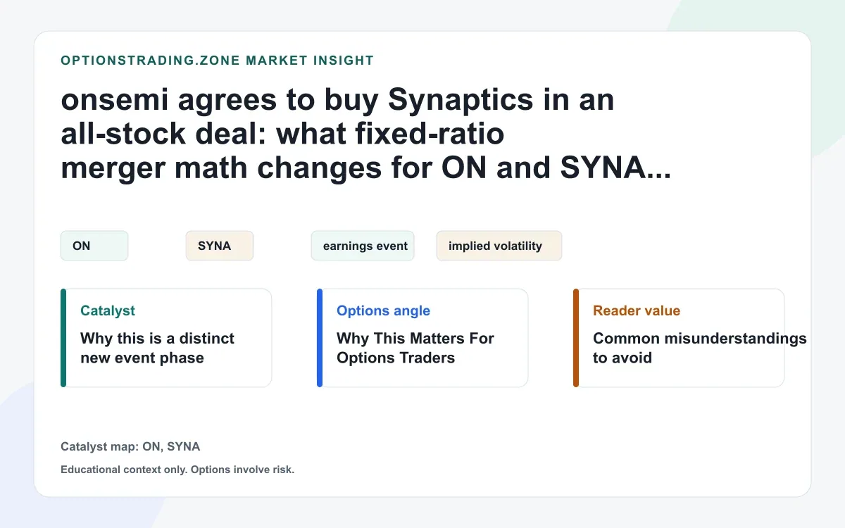 onsemi's Synaptics deal: why a fixed 1.35-share ratio changes ON and SYNA options visual