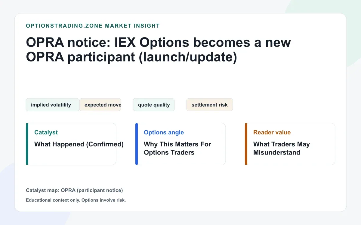 OPRA update: IEX Options becomes a new OPRA participant (planned Oct. 2, 2026 launch) visual
