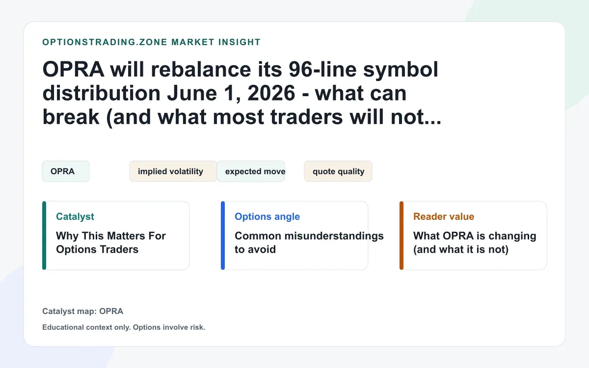 OPRA will rebalance its 96-line symbol distribution June 1, 2026: what can break (and what most traders won’t notice) visual