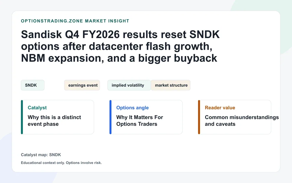 Sandisk Q4 FY2026 results: datacenter flash growth, NBM expansion, and a larger buyback reset SNDK options visual