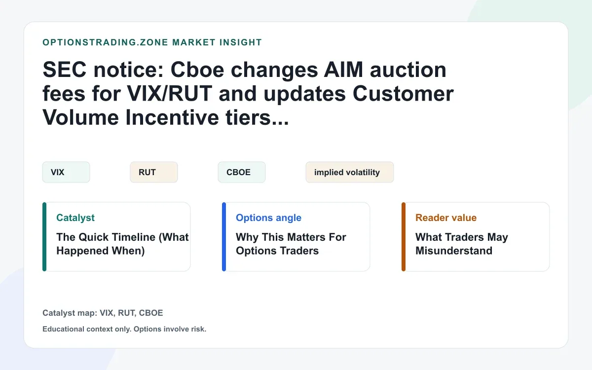 SEC notice: Cboe changes AIM auction fees for VIX/RUT and updates Customer Volume Incentive tiers (SR-CBOE-2026-046) visual
