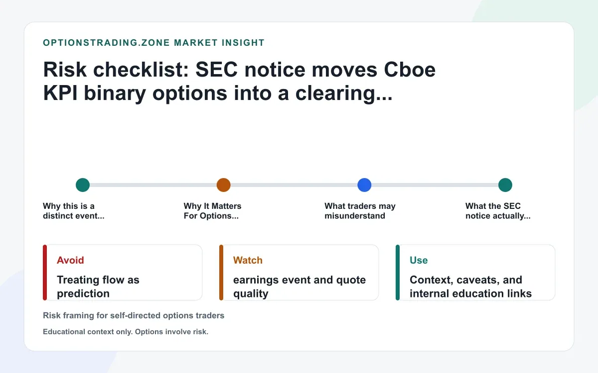 SEC notice moves Cboe KPI binary options into a clearing phase: what changes now supporting media