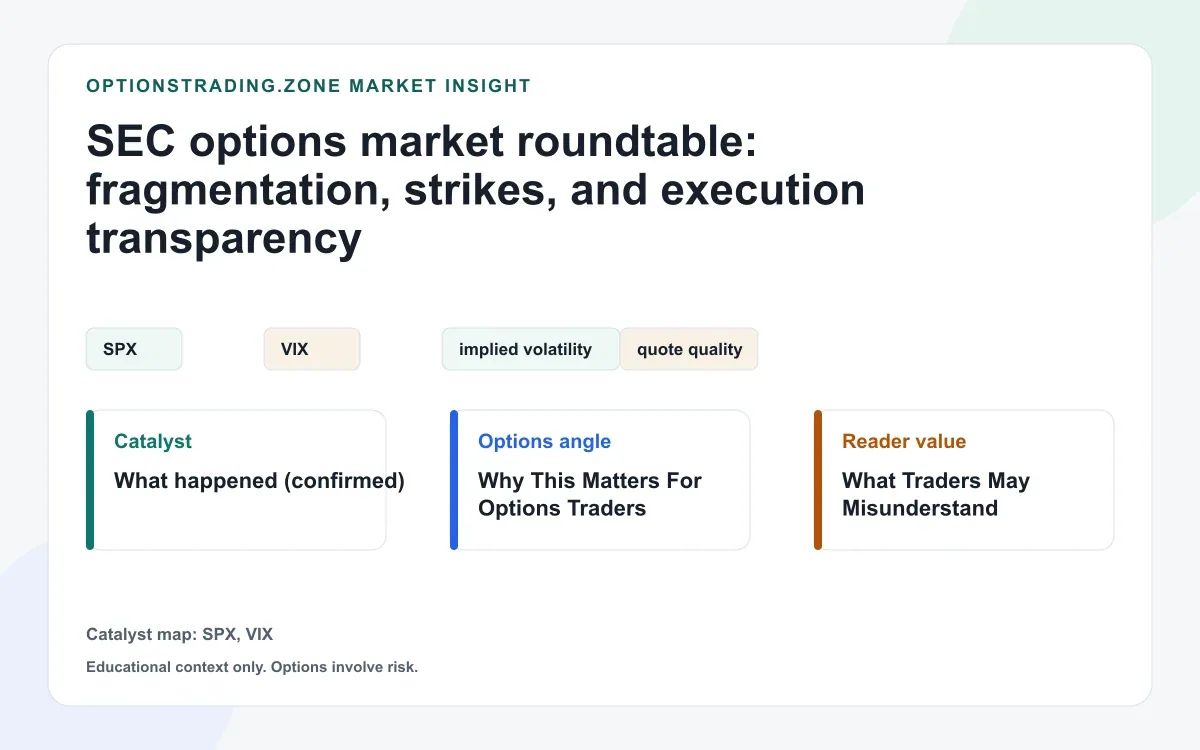 SEC options market structure roundtable: fragmentation, strike proliferation, and execution transparency visual