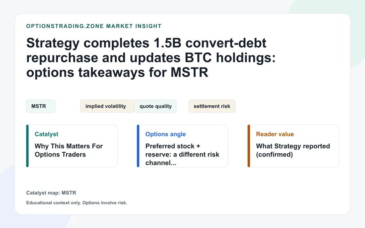 Strategy retires $1.5B of 0% converts and updates BTC holdings: options context for MSTR visual