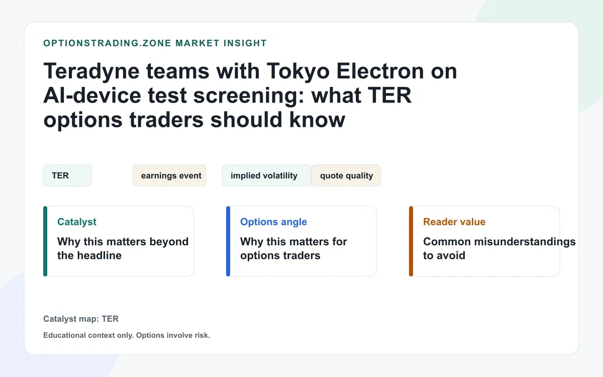 Teradyne teams with Tokyo Electron on AI-device test screening: what TER options traders should know visual