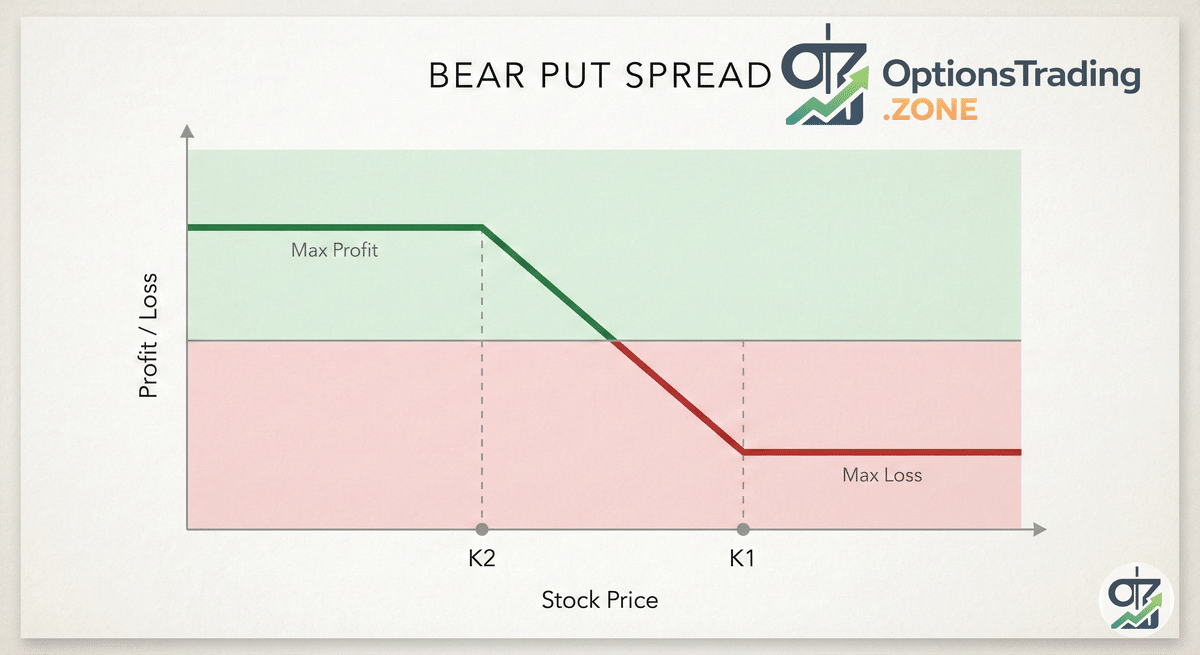 Bear Put Spread Options Strategy visual