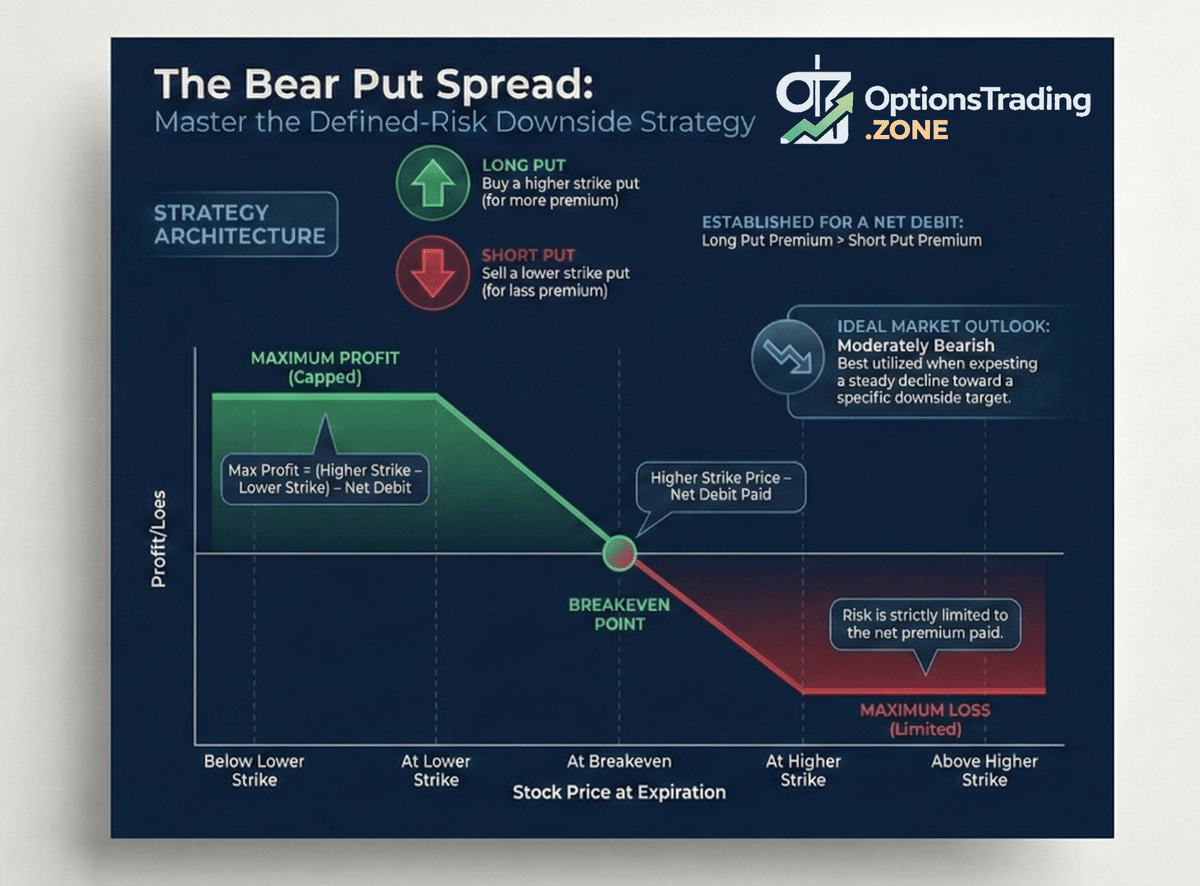 Bear Put Spread Options Strategy infographic