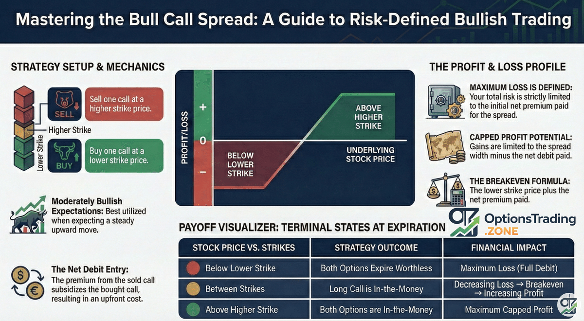 The Bull Call Spread: A Comprehensive Guide for Traders infographic