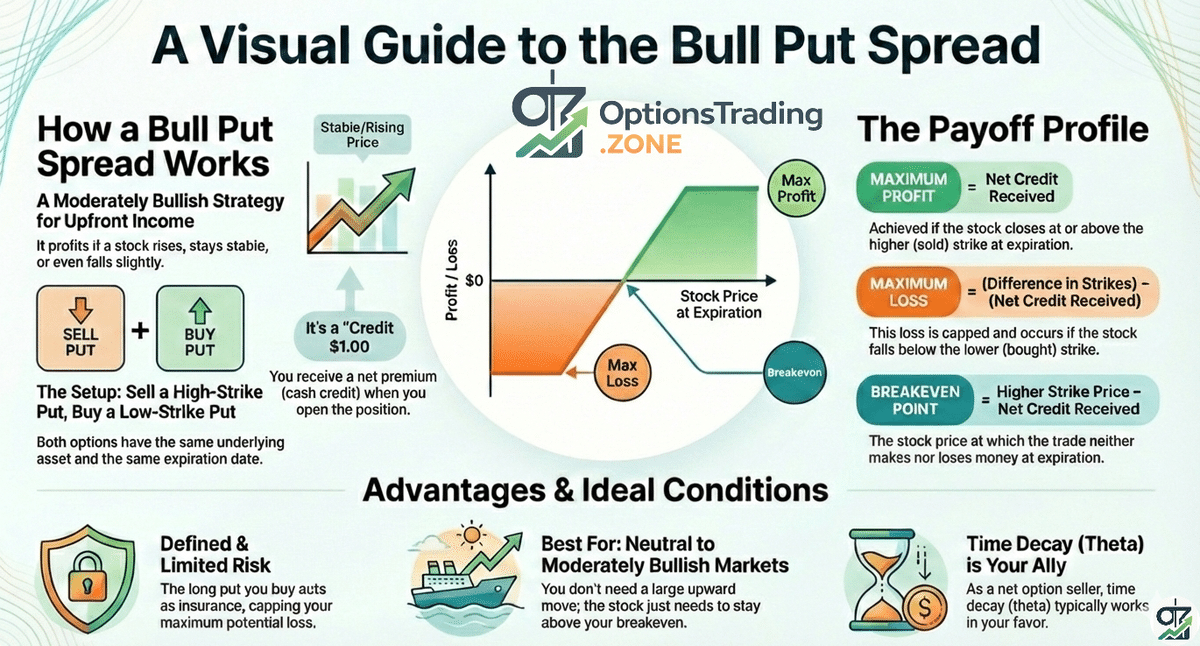 The Bull Put Spread: A Comprehensive Guide for Options Traders infographic