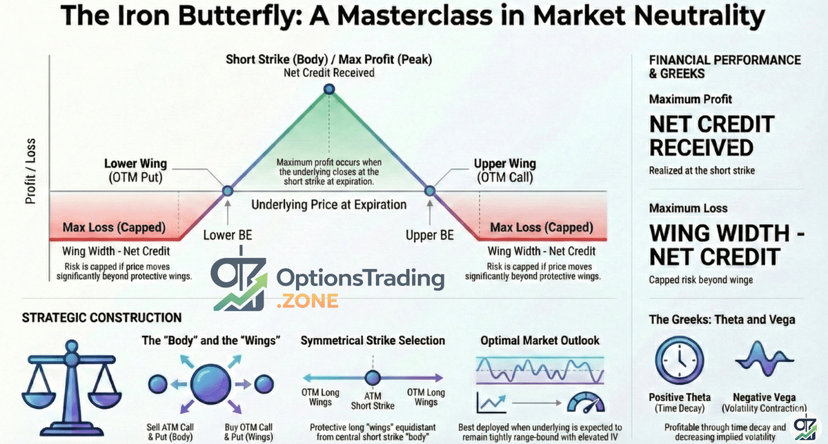 The Iron Butterfly Options Strategy: A Comprehensive Guide for Retail Traders infographic