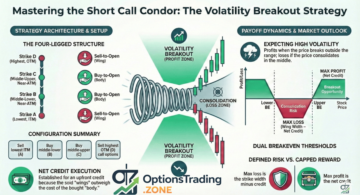 Short Call Condor Options Strategy infographic