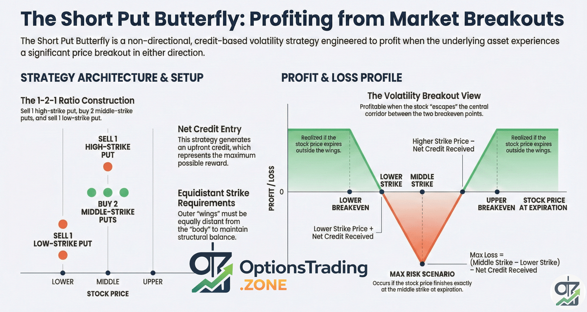 Short Put Butterfly Options Strategy: A Comprehensive Guide infographic