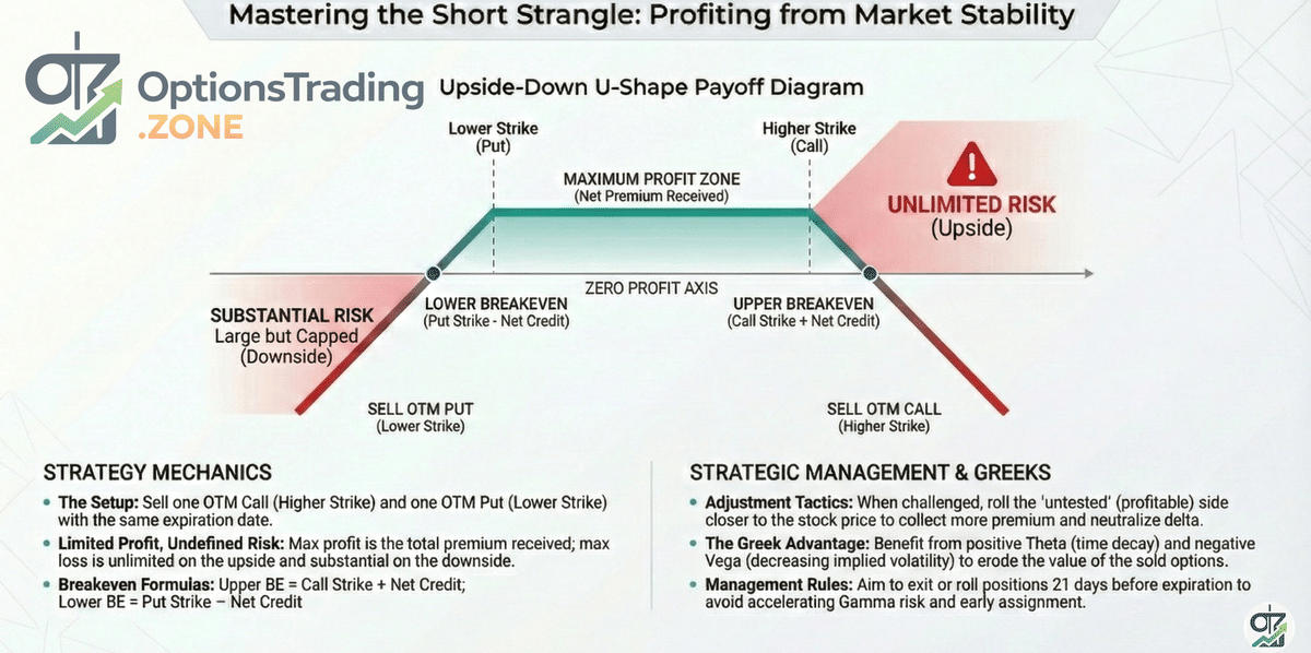 The Short Strangle Options Strategy: A Comprehensive Guide infographic